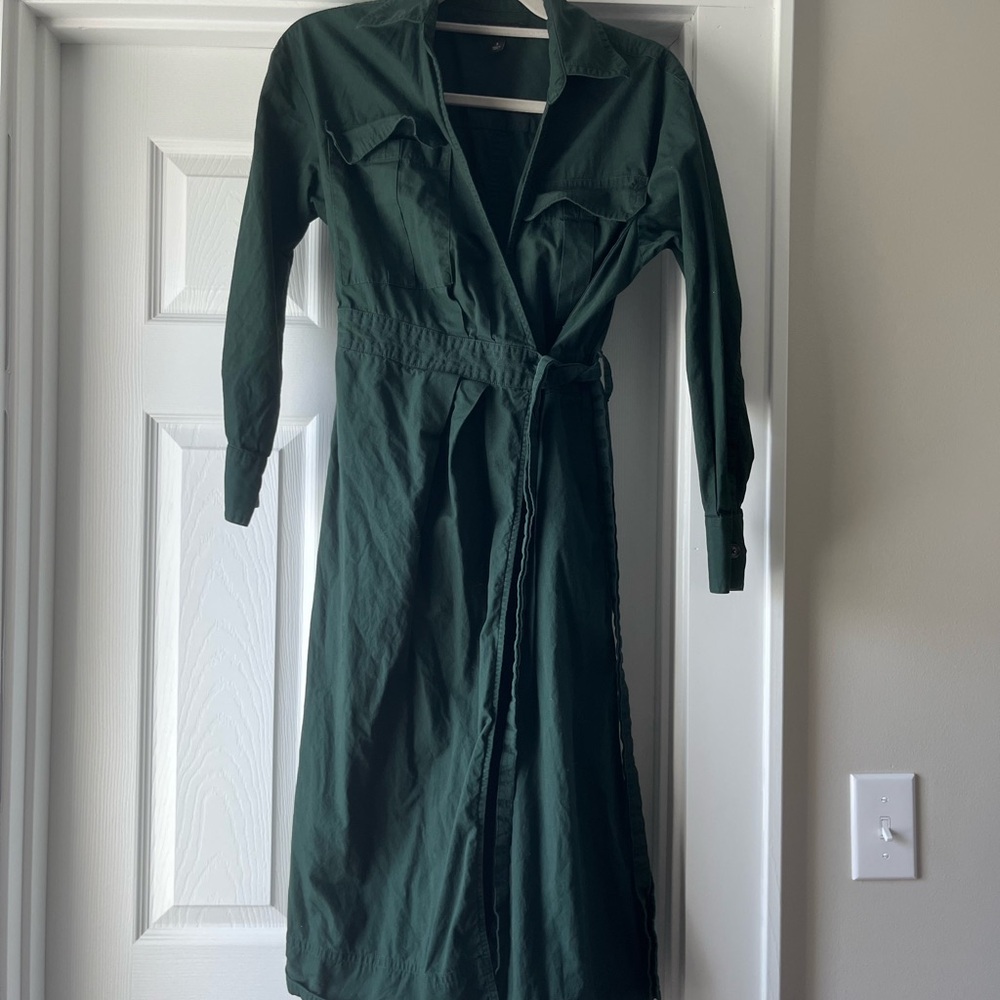 Elegant Green Wrap Dress